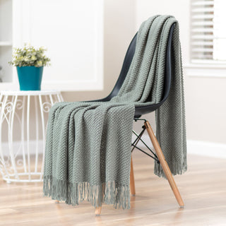 Roundpearl Knit Tassel Throw Blanket