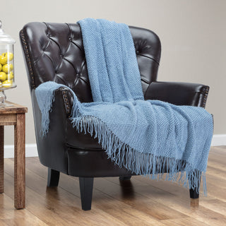 Roundpearl Knit Tassel Throw Blanket