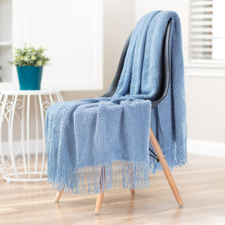 Roundpearl Knit Tassel Throw Blanket