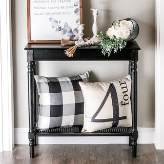 Black Wood Traditional Rectangle Console Table