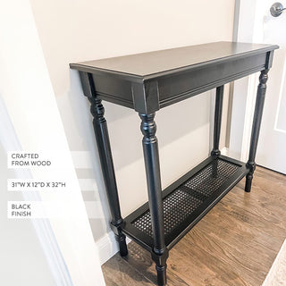 Black Wood Traditional Rectangle Console Table