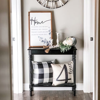 Black Wood Traditional Rectangle Console Table