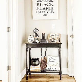 Black Wood Traditional Rectangle Console Table