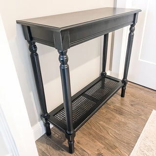 Black Wood Traditional Rectangle Console Table