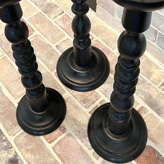 Extra Tall Black Wooden Spindle Candle Holders, Set of 3