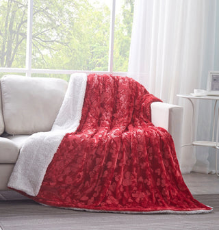 Luxury Romantic Red Lovely Hearts Dreamy Plush Faux Fur Throw Blanket