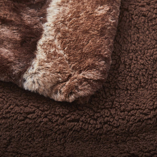 Golden Brown Faux Fur Sherpa Throw Blanket