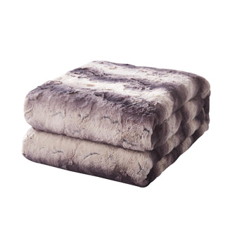 Luxury Black Striped Faux Fur Throw Blanket