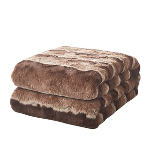 Golden Brown Faux Fur Sherpa Throw Blanket