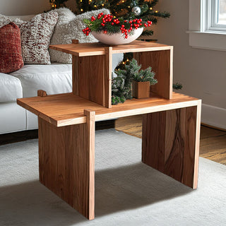 Adjustable Acacia Wood Coffee Table with Matching Riser Option