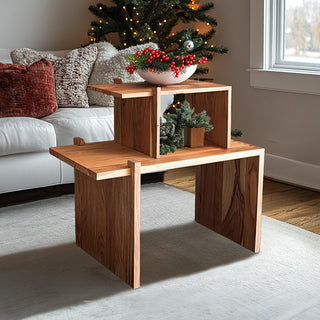 Adjustable Acacia Wood Coffee Table with Matching Riser Option