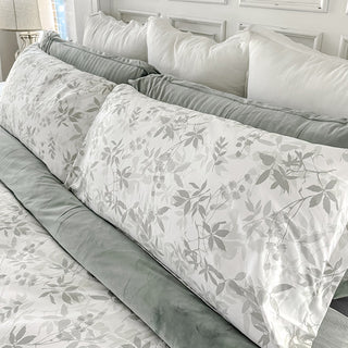 5-Piece Foliage Leaves Reversible Velvet Duvet Cover Set