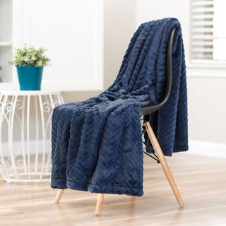 Embossed Faux Fur Throw Blanket