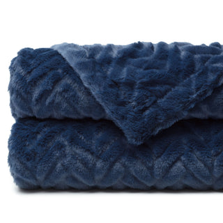 Embossed Faux Fur Throw Blanket