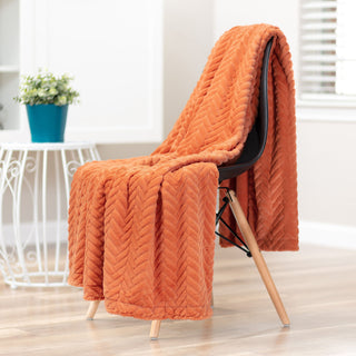 Embossed Faux Fur Throw Blanket