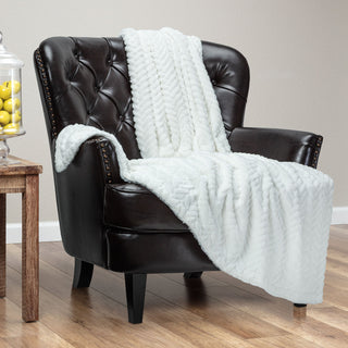 Embossed Faux Fur Throw Blanket