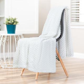 Embossed Faux Fur Throw Blanket