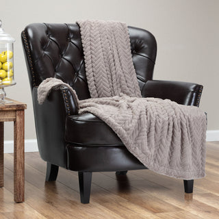 Embossed Faux Fur Throw Blanket