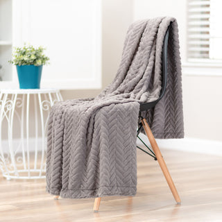 Embossed Faux Fur Throw Blanket