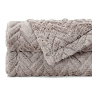 Embossed Faux Fur Throw Blanket