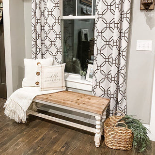 Distressed Spindle Wood Farmhouse Bench