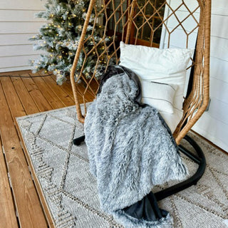 Faux Fur Gray Ombre Throw Blanket