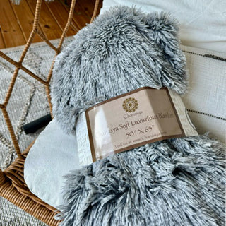 Faux Fur Gray Ombre Throw Blanket