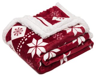 Holiday Sherpa Red Throw Blanket