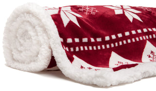 Holiday Sherpa Red Throw Blanket