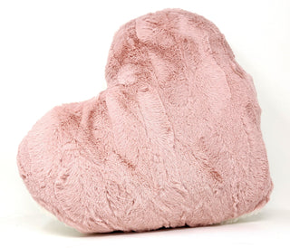 Handmade Faux Fur Pink White Heart Shape Throw Pillow