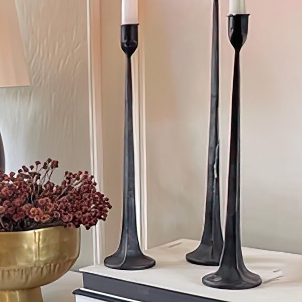 DN DECONATION Candlestick Candle Holders, Black Metal Candle Stick Holders  for Taper Candlesticks, Farmhouse Candle Holders, Small Iron Candle Holders
