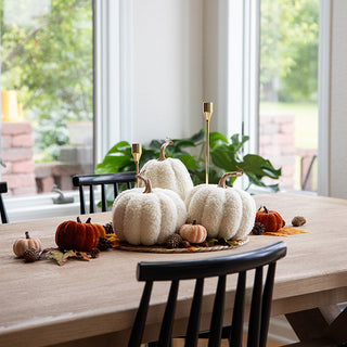 White Boucle Pumpkin Decor, Set of Three