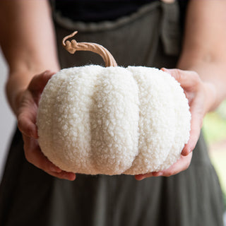 White Boucle Pumpkin Decor, Set of Three