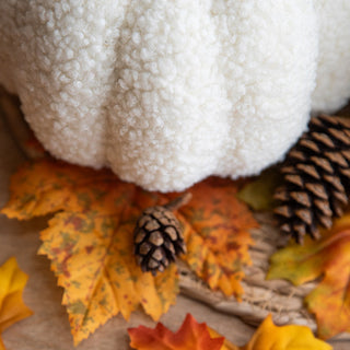 White Boucle Pumpkin Decor, Set of Three