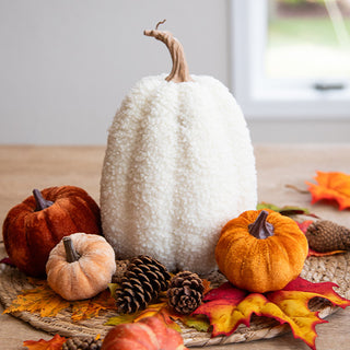 White Boucle Pumpkin Decor, Set of Three