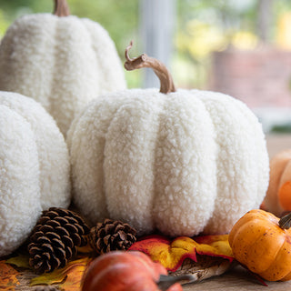 White Boucle Pumpkin Decor, Set of Three