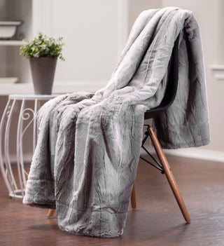 Faux Fur Gray Ombre Throw Blanket