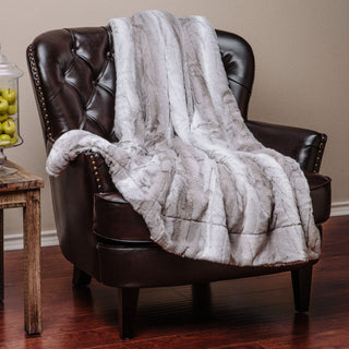 Faux Fur Gray Ombre Throw Blanket