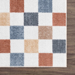 Multi-color Grid Polyester Area Rug