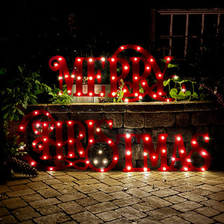 11 Feet Wide LED Merry Christmas Yard Stakes