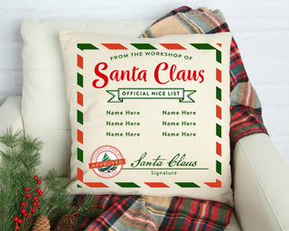 Official Nice List (Customizable) Pillow Cover 18x18"