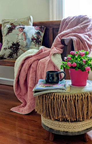 Faux Fur Dusty Muted Pink Throw Blanket