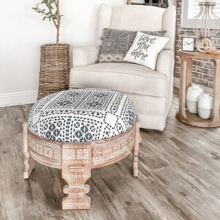 Upholstered Patterned Ottoman Table