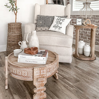 Upholstered Patterned Ottoman Table