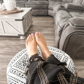 Upholstered Patterned Ottoman Table