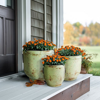 Vintage Green Finished Buckets, Set of 3