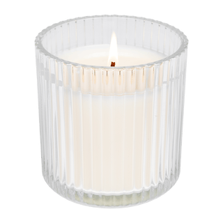 Warm and Cozy Fluted Soy Candle - Ribbed Glass Jar - 12 oz