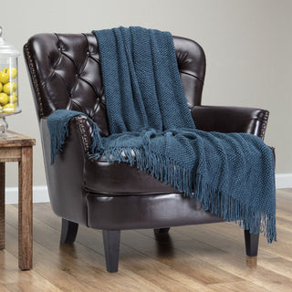 Roundpearl Knit Tassel Throw Blanket