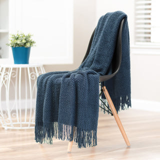 Roundpearl Knit Tassel Throw Blanket