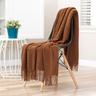 Roundpearl Knit Tassel Throw Blanket